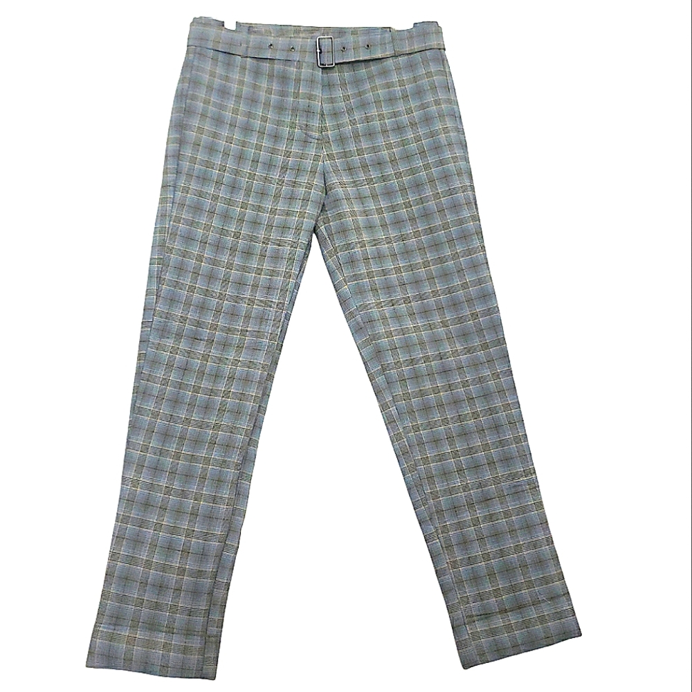 Glen Check Plaid Crop Pants Size M Blue/Black